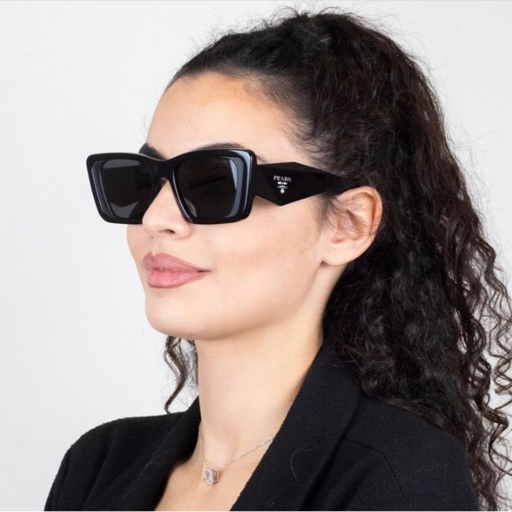 Prada Black Oversized Rectangular Sunglasses
